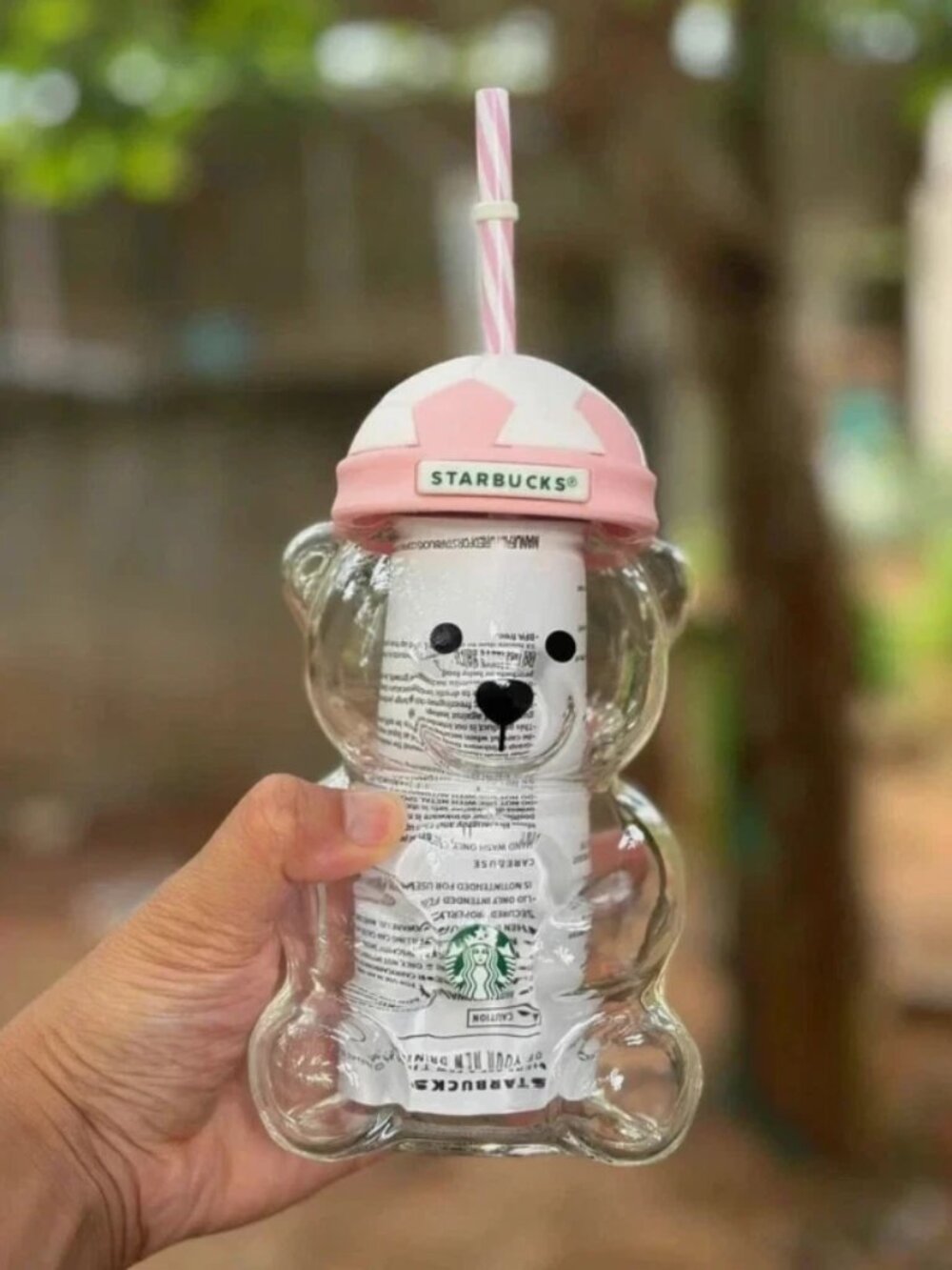 Starbucks Bear Bearista Football pink Tumbler Cup LIMITED EDITION